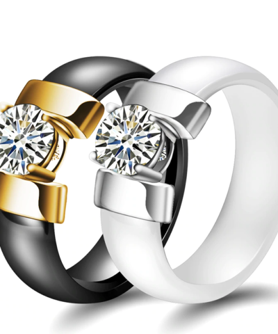 Luxury Halo Ceramic Couple Rings