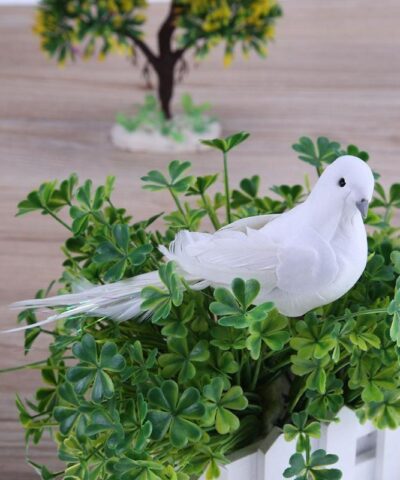 2Pcs Long Tail White Doves