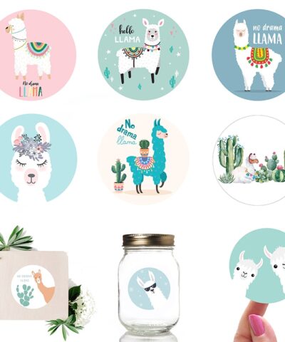 Llama Cactus Stickers Cute Alpaca Party Decor Stickers
