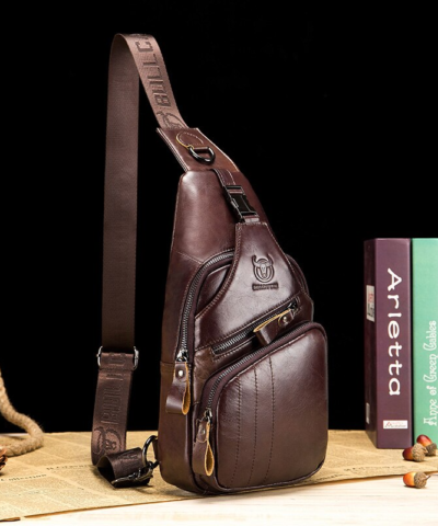 Genuine Leather Chest Bag for Men