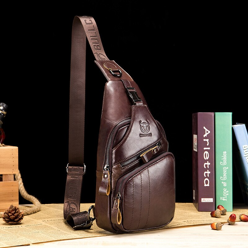 Genuine Leather Chest Bag for Men 