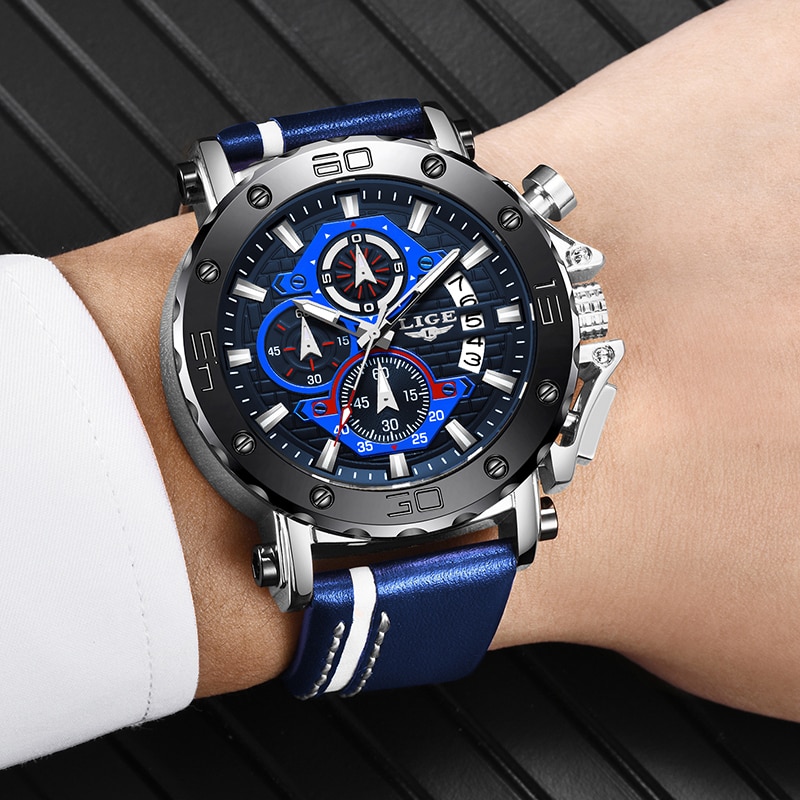 Big Dial Military Quartz Watch Leather Waterproof Sport Wristwatch Relogio Masculino 5