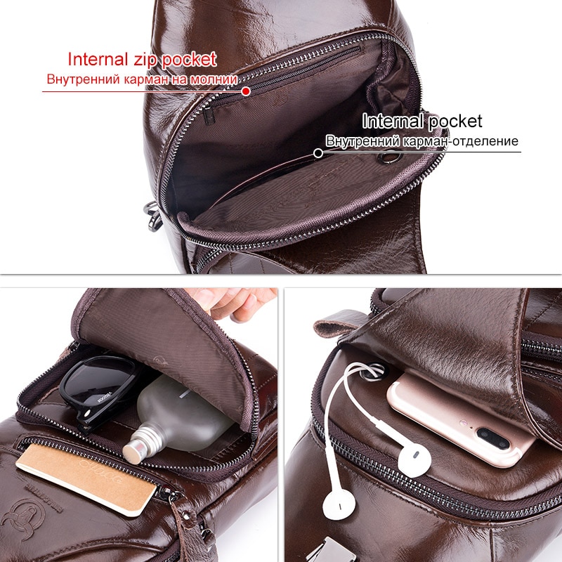 Genuine Leather Chest Bag for Men 3