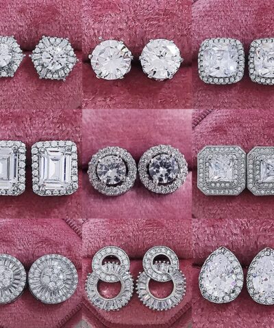 Fashion Luxury 925 Sterling Silver Zircon Stud Earrings For Women