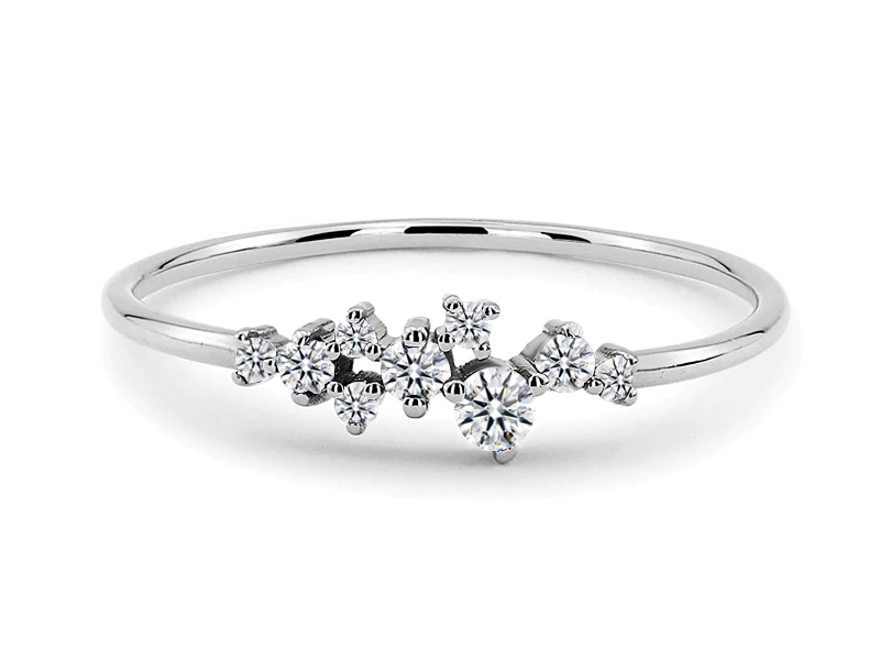 Trendy Silver Color Classic Twist Rope Moissanite Finger Rings