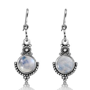Bohemian Style Natural Moonstone Drop Earrings 925 Sterling Jewelry 6