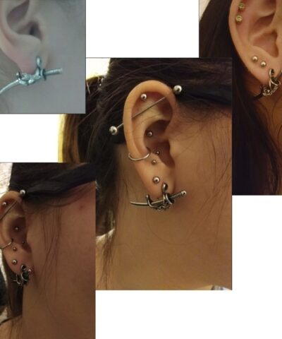 Japanese Samurai Scimitar Sword Stud Earrings