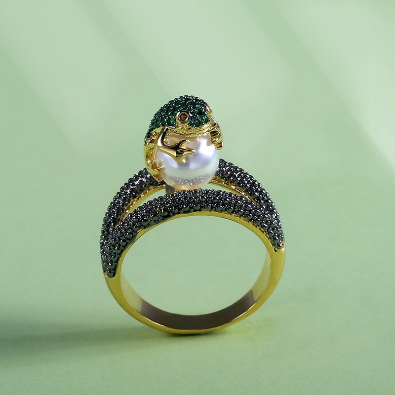 Cute Jumping Frog Shaped Fancy Rings 3