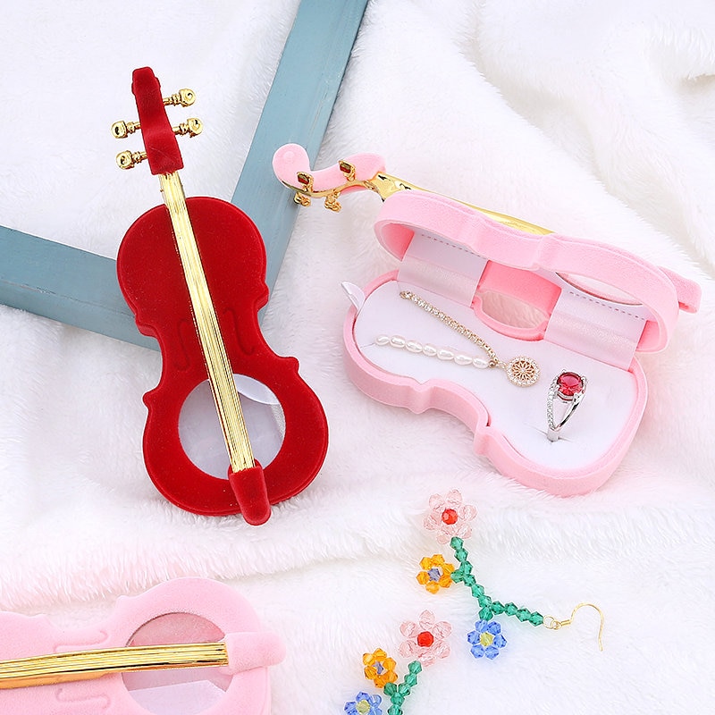 Unique Cello Gift Box Jewelry Box Case Velvet Wedding Ring Box 6