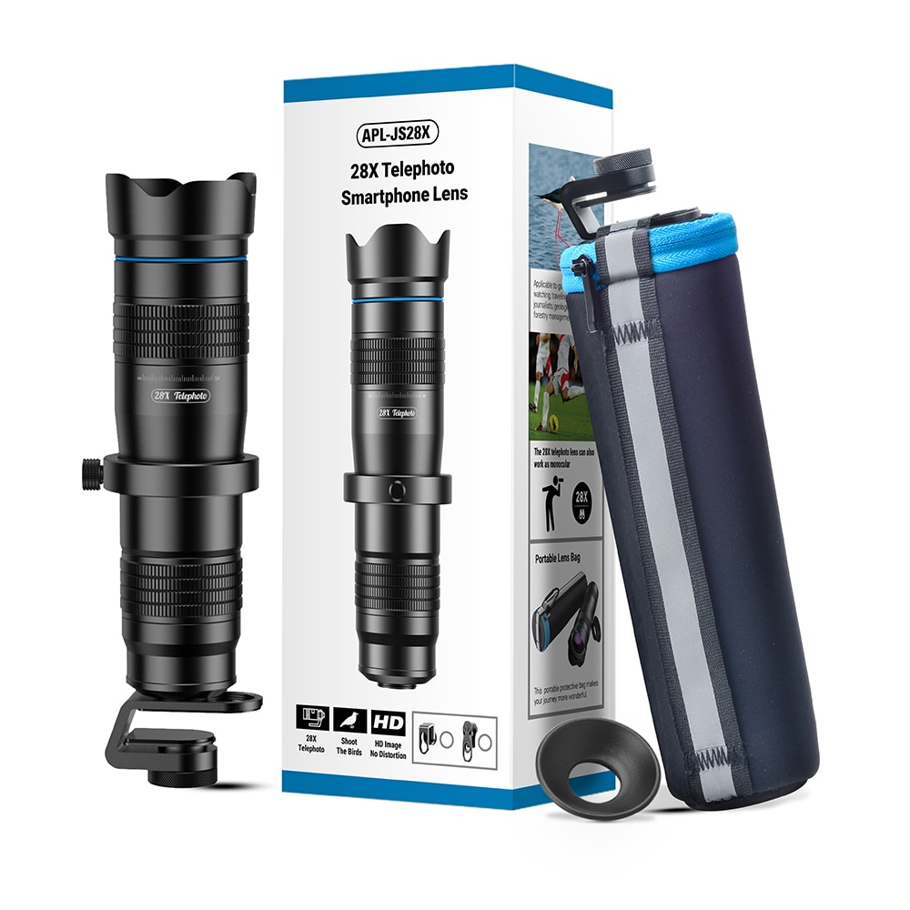 Optic Phone Camera Lens HD 28X Metal Telescope Lens Monocular with Mini Selfie Tripod 6