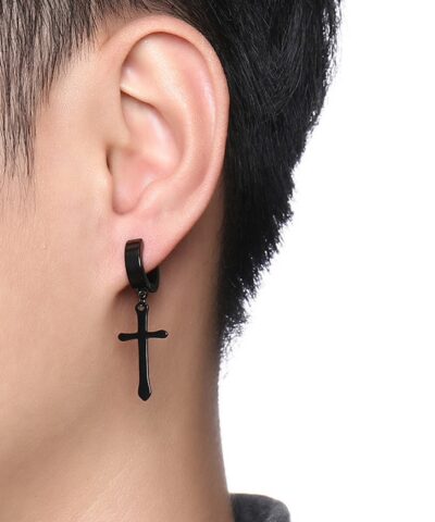 Cross Earrings Stainless Steel Dangle Earrings for Male