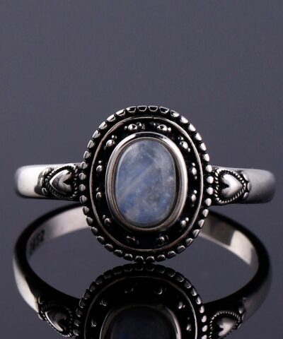 New Design 5x7mm Natural Moonstone Rings 925 Sterling Silver Jewelry