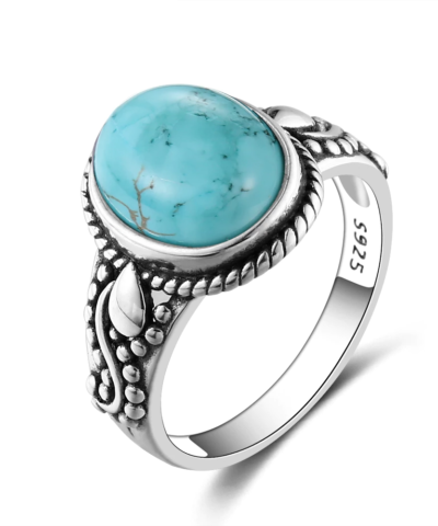 New Fashion Oval High Quality Natural Turquoise Rings