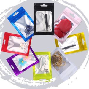 Matte Black Aluminum Foil Window Zip Lock Bags Resealable Jewelry Gift Pouches 32