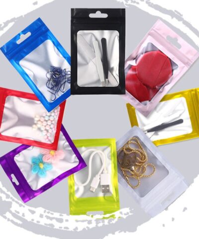 Matte Black Aluminum Foil Window Zip Lock Bags Resealable Jewelry Gift Pouches