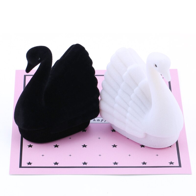 Lovely Swan Jewelry Gift Box Velvet Wedding Ring Box 4