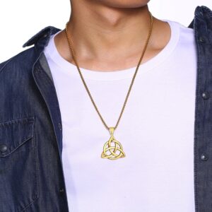 Celtic Knot Necklaces for Men Stainless Steel Triple Knots Pendants 2
