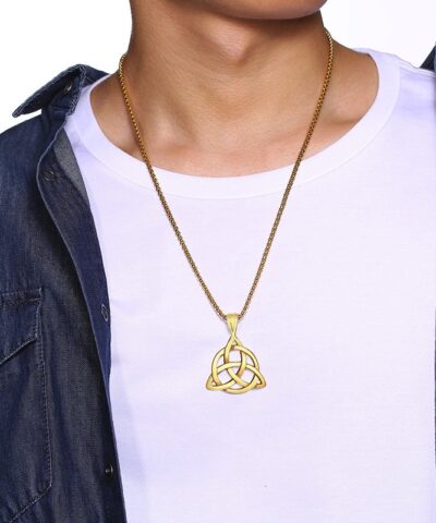 Celtic Knot Necklaces for Men Stainless Steel Triple Knots Pendants