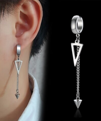 1 Piece Geometric Triangle Cross Drop Unisex Clip Earring Stainless Steel