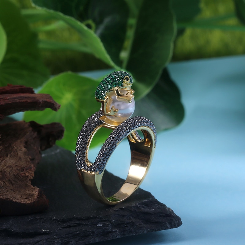 Cute Jumping Frog Shaped Fancy Rings 4
