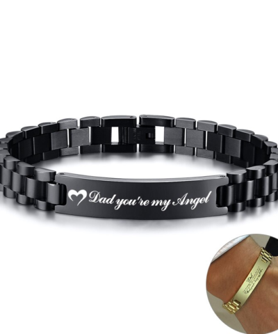 Thanks Quotes to Dad Men Bracelets Stainless Steel