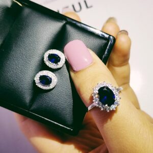 2Pcs Pack 925 Sterling Silver Ring Earrings Set 1