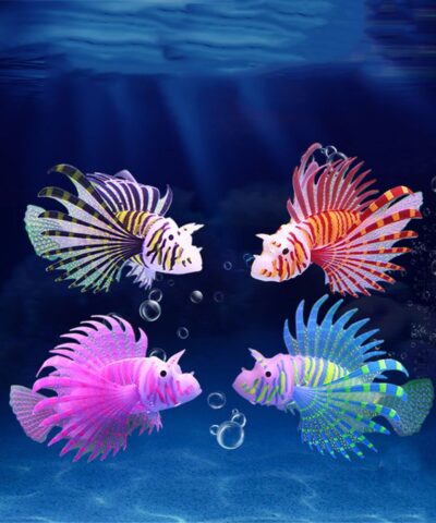 Aquarium Artificial Luminous Lionfish Silicone Fake Fish Floating Glow In Dark
