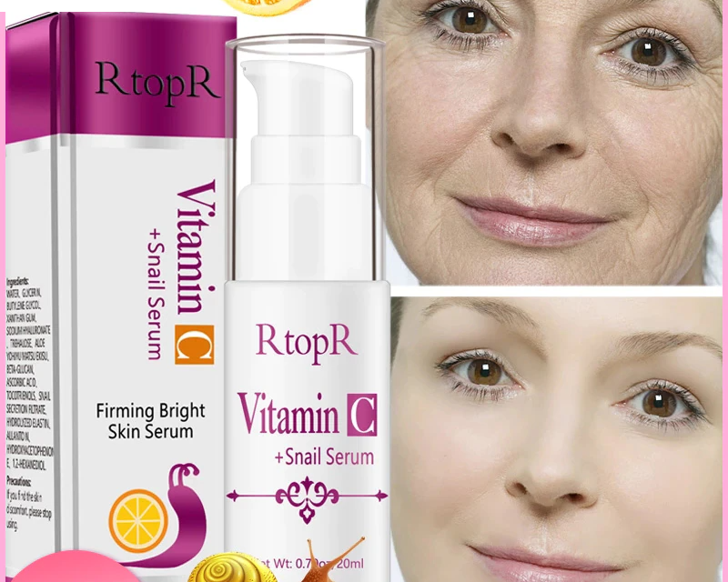 Vitamin C Snail Serum Anti-Aging Shrink Pores Whitening Moisturizing Oil Control 1