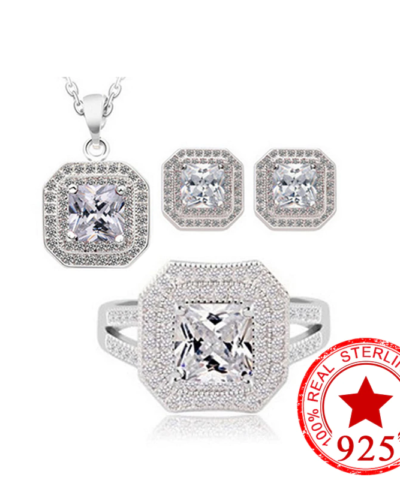 3Pcs Pack New Fashion Real 925 Sterling Silver Jewelry Set
