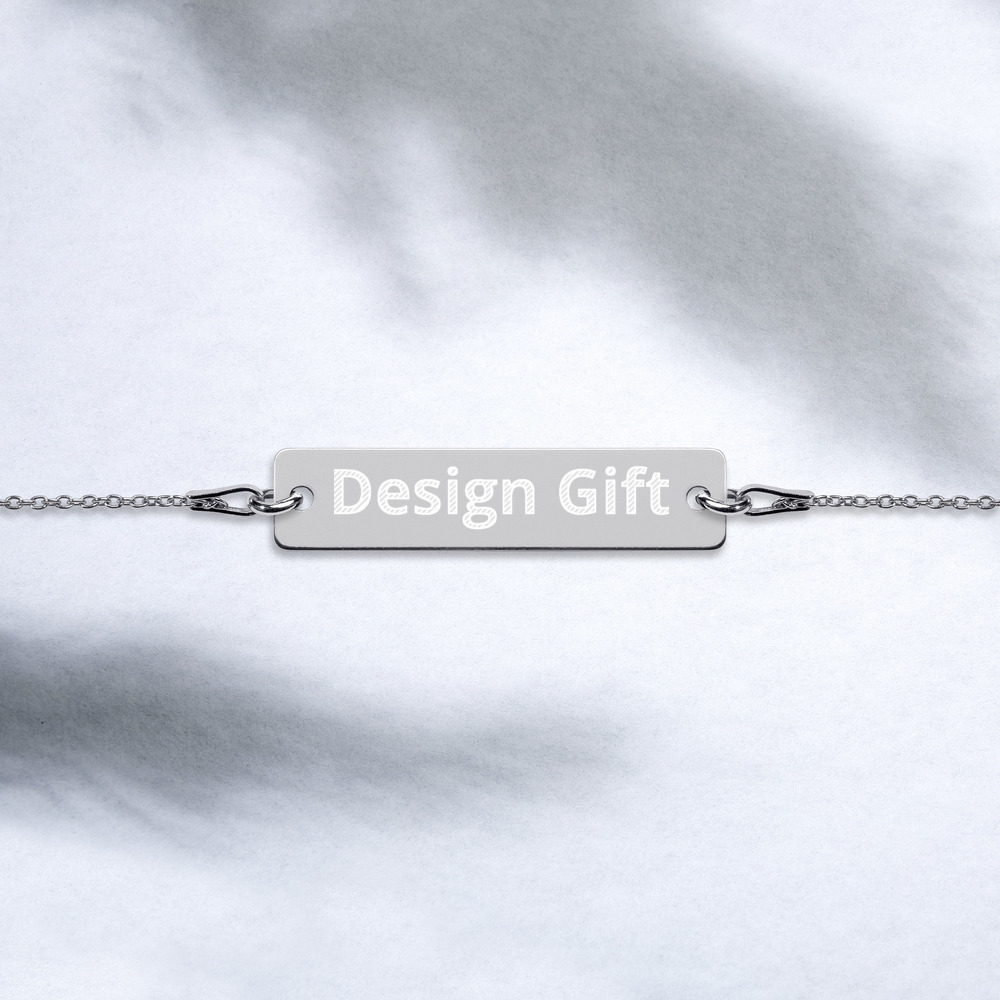 Printable Design Engraved Silver Bar Chain Bracelet - Image 6