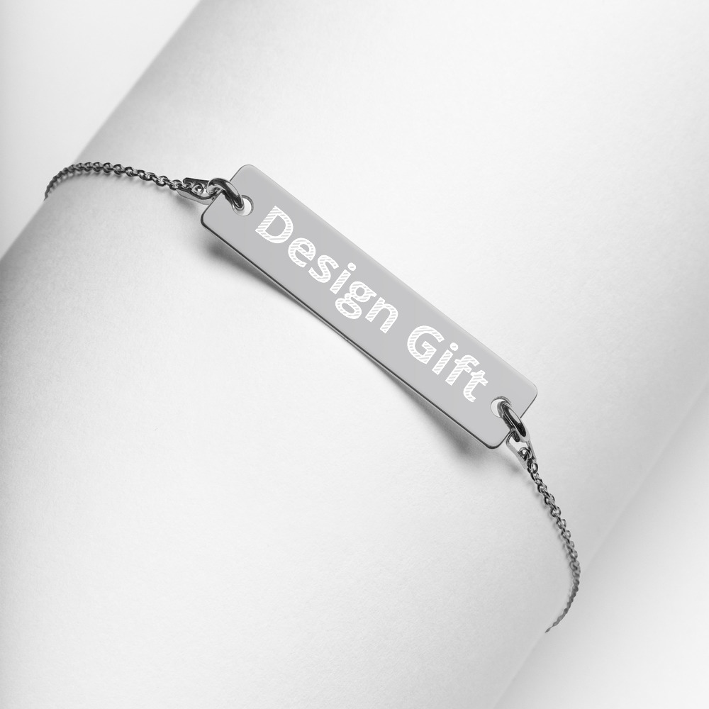 Printable Design Engraved Silver Bar Chain Bracelet - Image 7