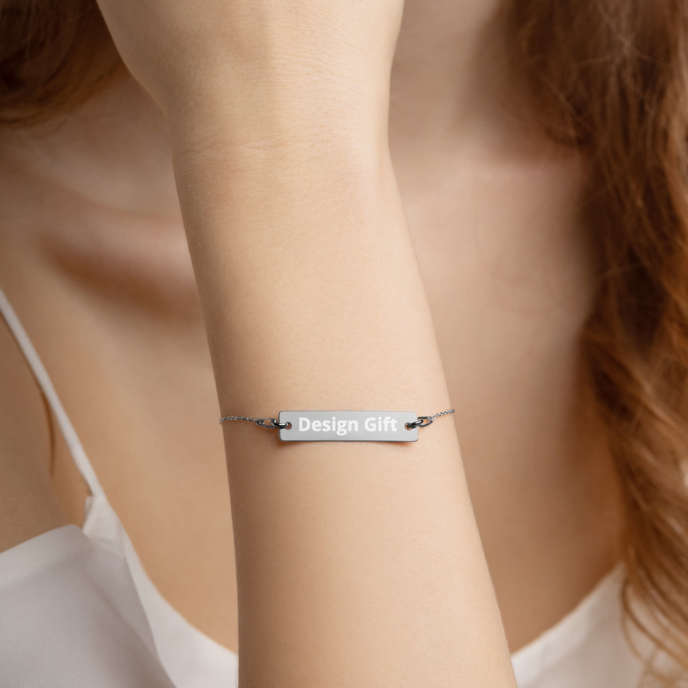 Printable Design Engraved Silver Bar Chain Bracelet - Image 3