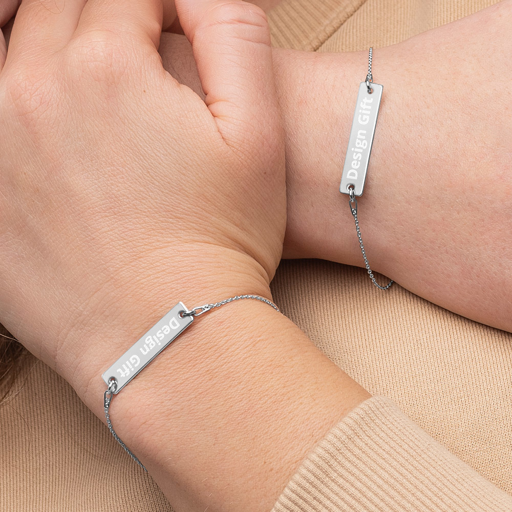 Printable Design Engraved Silver Bar Chain Bracelet - Image 15