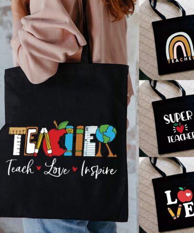 Teacher Love Inspire Shoulder Bag Reusable Foldable Storage Bag Gift