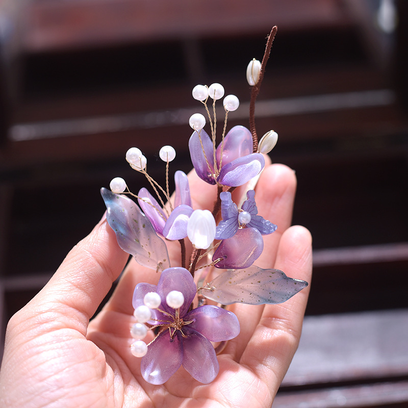 Hair Jewelry Step Shake Side Hair Clip White Flower Hairpin 2