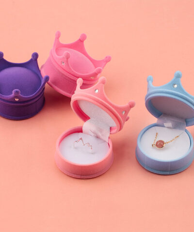 Lovely Crown Shape Velvet Jewelry Box