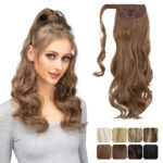 Synthetic Long Wavy Ponytail Hair Extension Blonde Hairpiece Wrap Around Pigtail 1