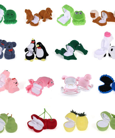Lovely Velvet Gift Boxes Cute Animal Fruit Shape Cases for Jewelry Packaging