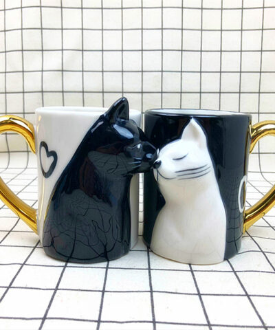 2Pcs/Set KISS CAT Cups Ceramic Mugs