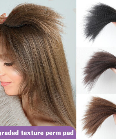 Synthetic Invisible Textured Perm Hair Pad Piece Hair Extension Clip In