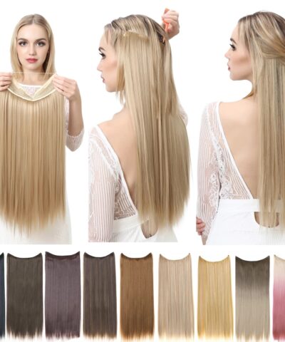 Synthetic No Clip Hair Extension Artificial Natural Long Short Straight Hairpiece