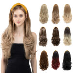 Synthetic Long Wavy Headband Wig Brown Ombre Black Blonde 1