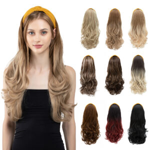 Synthetic Long Wavy Headband Wig Brown Ombre Black Blonde 1