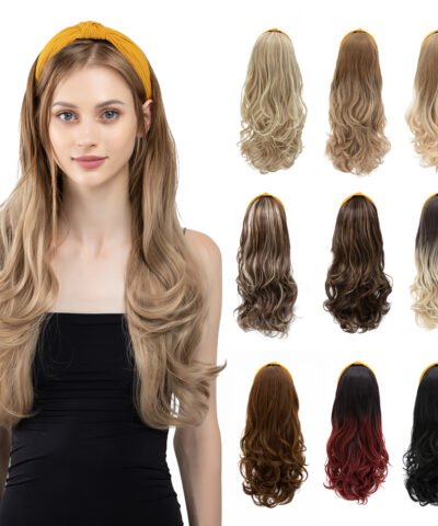 Synthetic Long Wavy Headband Wig Brown Ombre Black Blonde