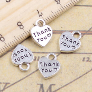 20pcs Charms Heart Thank You 12x10mm Tibetan Silver Color Pendants 1