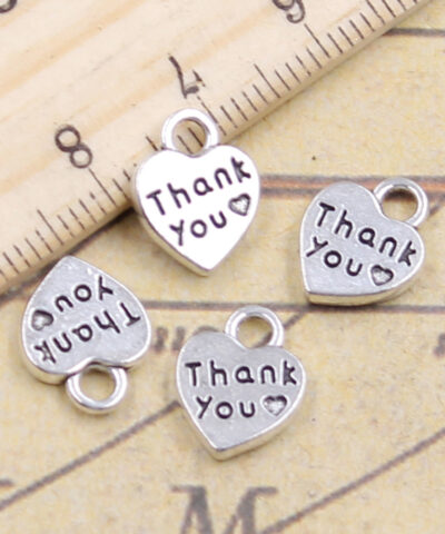 20pcs Charms Heart Thank You 12x10mm Tibetan Silver Color Pendants
