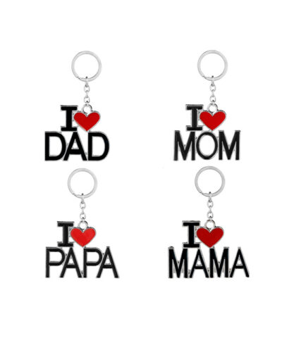 I Love Dad Mom PaPa Mama Keychains