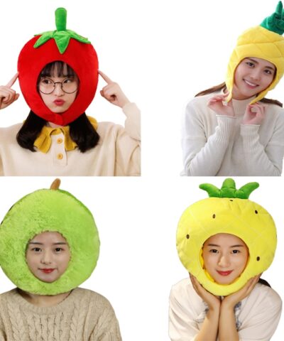 Funny Tropical Fruits Plush Hats Winter Headwear