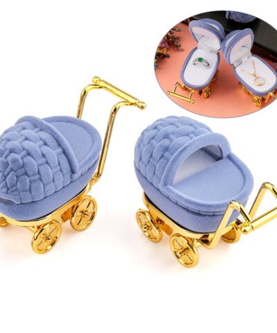 1 Piece Lovely Baby Carriage Velvet Jewelry Box Wedding Ring Gift Box