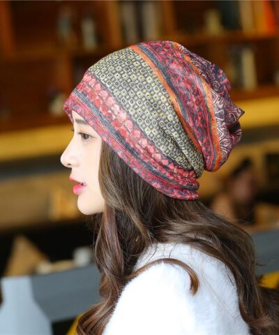 Summer Autumn Thin Flower Beanies For Women Headgear Turban Hats